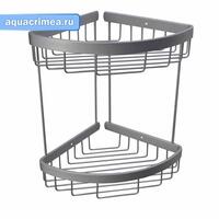 Полочка угловая овальная , борт 2 см , двойная  20 см алюминиевая, матовая